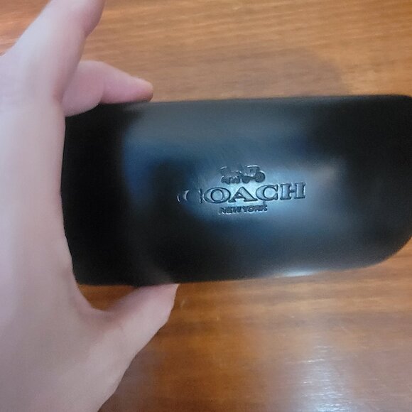 XL Large COACH Logo Clamshell Eye Glasses Case With Lens Cloth - BLACK - Picture 2 of 13